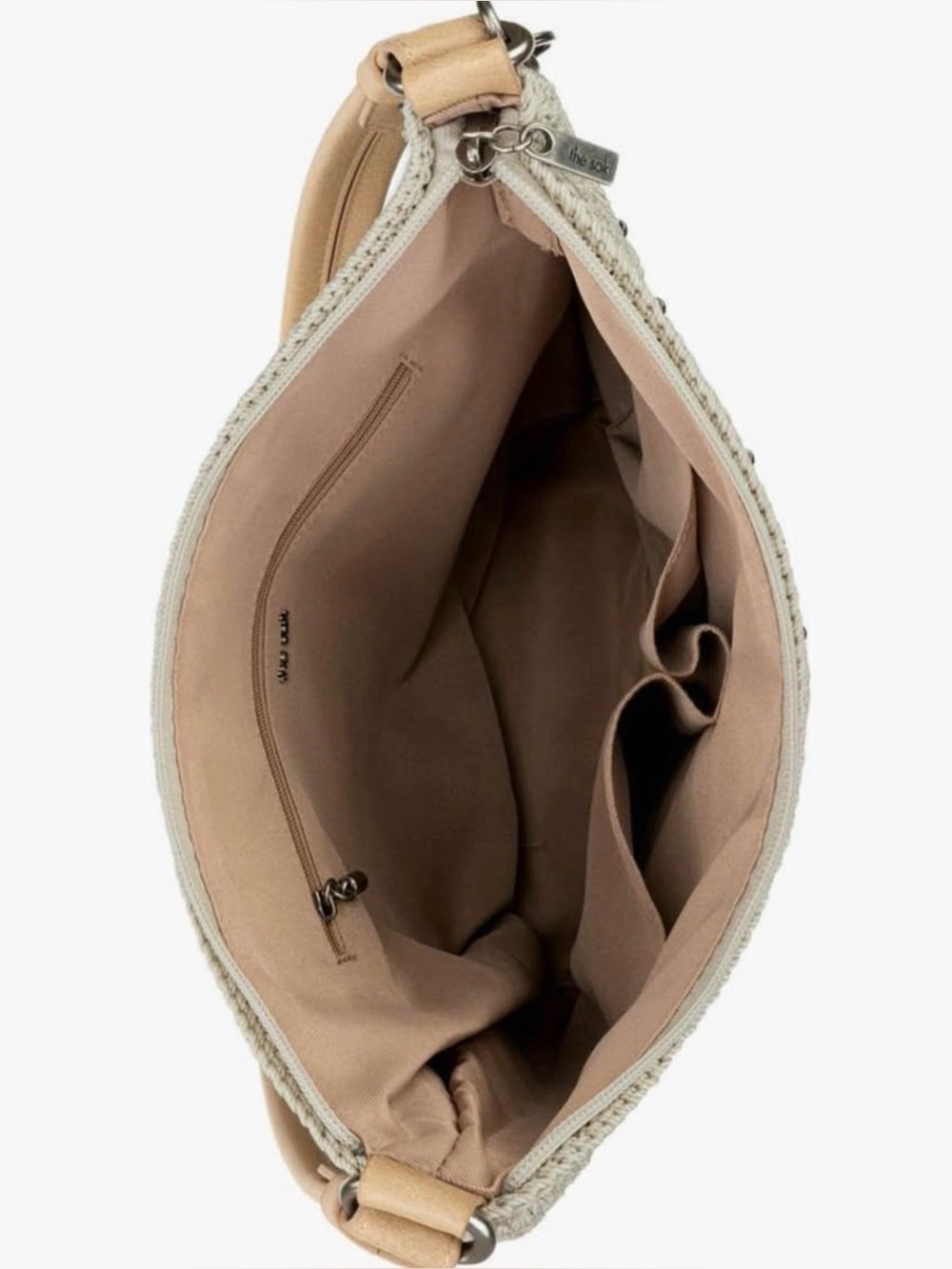 The Sak Cream Crochet Shoulder Bag with Tan Leather Handle - Picture 6 of 9